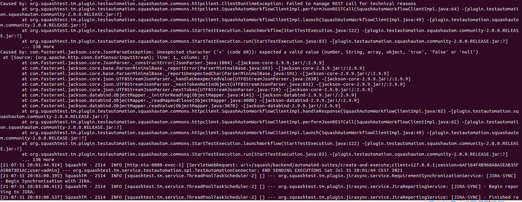 Erreur lancement campagne de test
