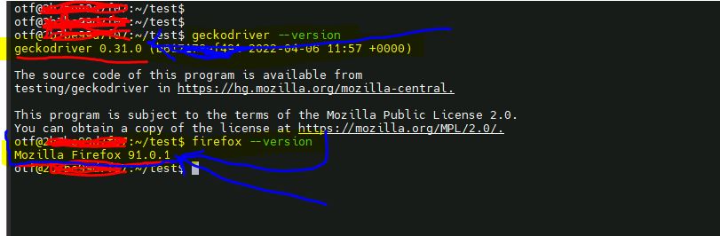 geckodriver 0.31.0  et Mozilla Firefox 91.0.1